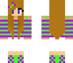 purple and green stripe girl