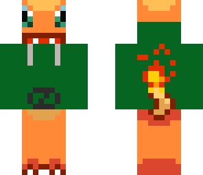 charmander in a green  hoody