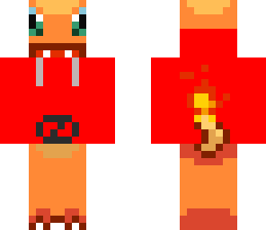 charmander in a red  hoody