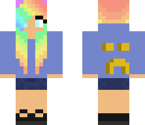 rainbow girl with 3d creeper