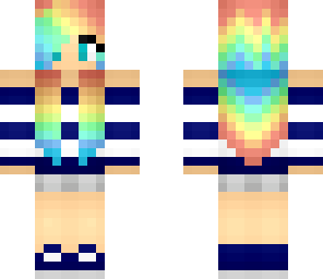 sugah blue girl striped rainbow hair