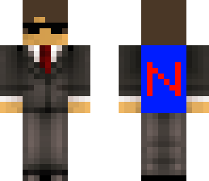 glasses with blue cape with red n