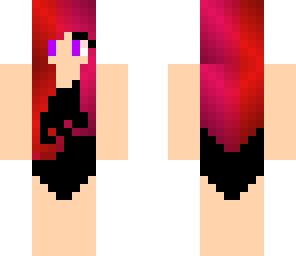 red-pink haired girl wearing black swim suit