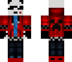 red creeper hoodie panda with blue t-shirt