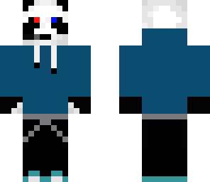panda teen with red and bule eyes