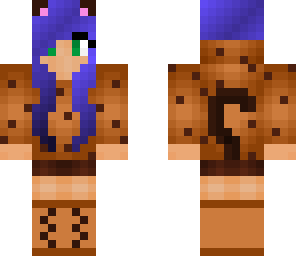 cute kitty cookie girl with blue hair