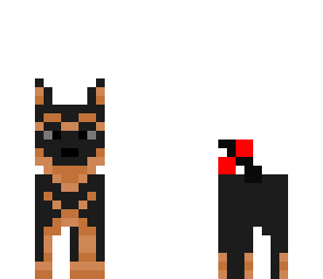 dog with red bow