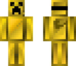 golden creeper with troll mask on top of head