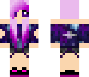 cute galaxy purple girl with head set