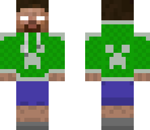 herobrine in green and gray hoodie