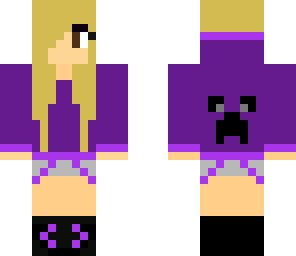 purple creeper hoodie girl with headphones