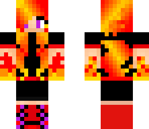 fire ender girl with creeper hoodie