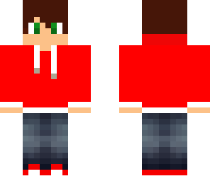 red teen with headphones
