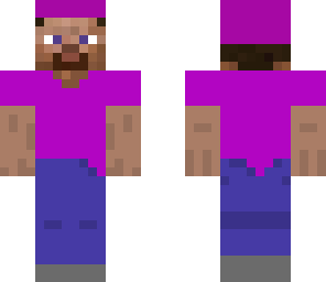 purple shirt steve in a hat