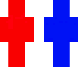 blue red
