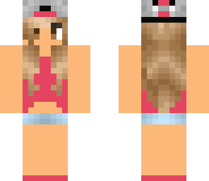 pink crop top girl with hat and a tan