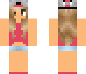 pink crop top girl with hat and a tan fixed