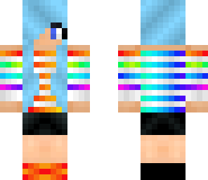 rainbow girl with flaming shoes