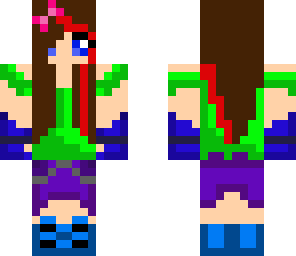 green shirt purple short shorts