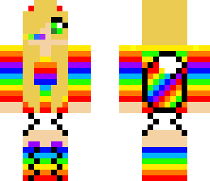 rainbow wolf girl with head set