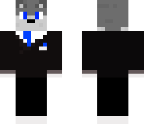 wolf with a blue tie