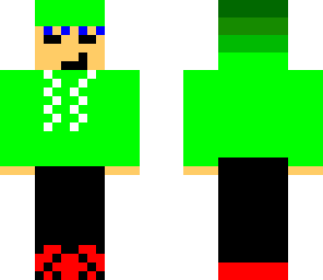 blue haired guy in neon green jacket and hoodie