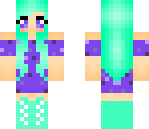 teal hair purple dress