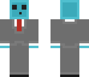 blue slime with a gray suit