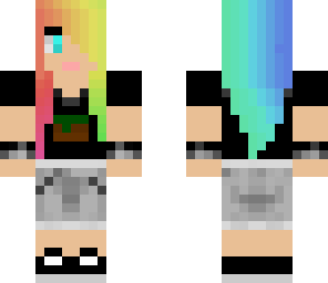 rainbow hair minecraft player
