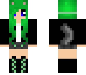 sweet green cat girl