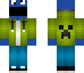 cookie monster in a creeper hoodie