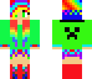 rainbow girl with golden headphones