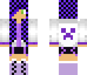 purple and black checkerd hair girl