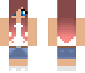 ombre girl red pink white shorts shirt hair repair