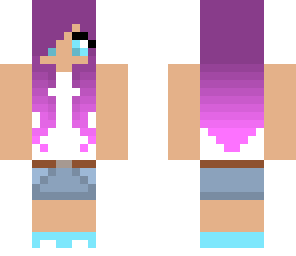 purple pink girl ombre white short blue eyes