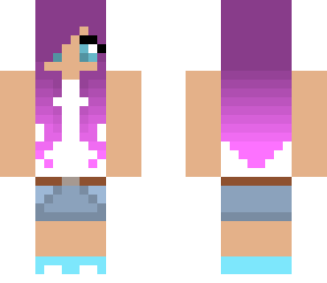 purple pink ombre girl dipdye blue short white 