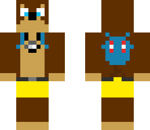 bear whit a backpack and pants