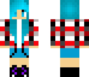 blue haired chequered top girl