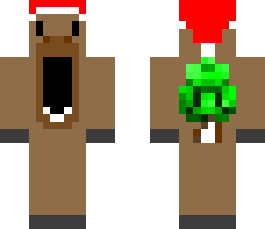 reindeer with a backpack and a santa clous hat