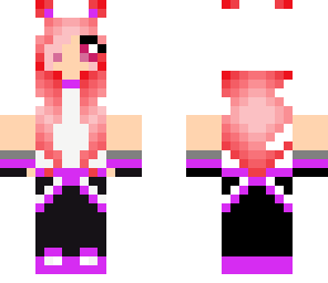 purple panda girl with pink hair