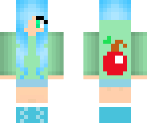 blue and green apple girl