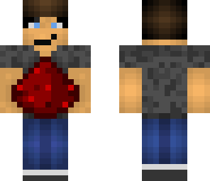 dirty miner holding a redstone