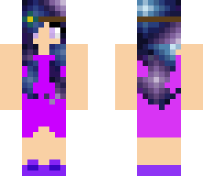glaxy girl with a purple dress