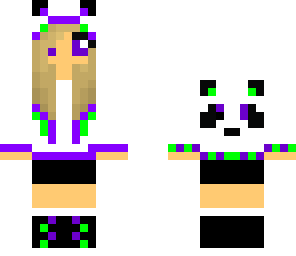 panda girl green purple