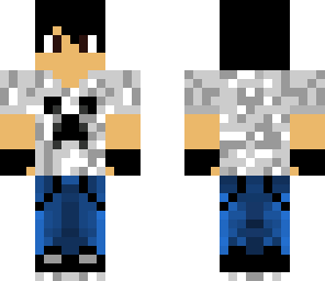 guy with gray and white shirt and blue jeans