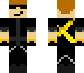 a guy in black suit with butter sword