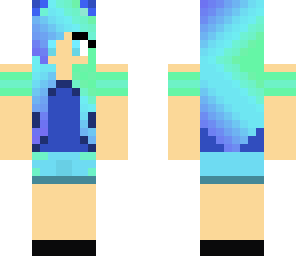 blue neon green girl
