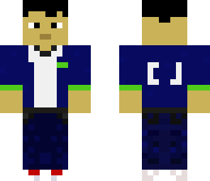 cj blue sweater with headphones