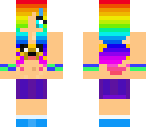 rainbow haired girl with jake the dog bandeu top