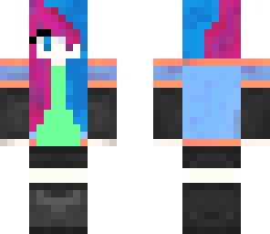 blue and pink haired girl